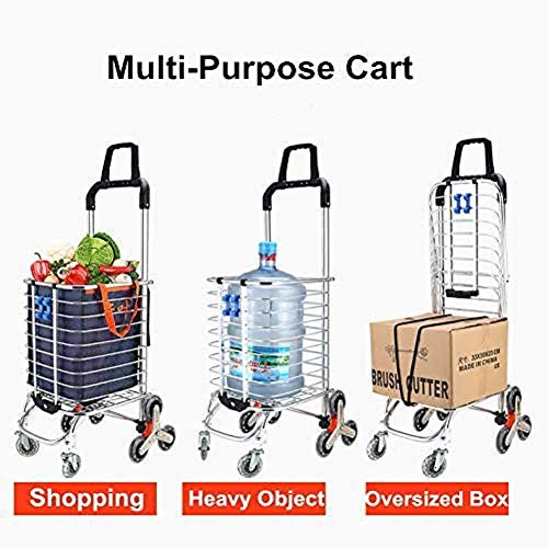 WMZQW Plegable portátil Cesta de la Compra Carrito de la Compra Empresa de Catering Carretilla Ligera Subida de escaleras con Rodillos giratorios y Bolsa Impermeable extraíble de Lona