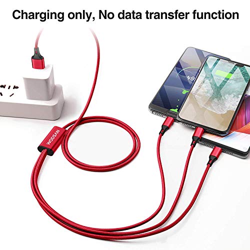 WODSAN 3 en 1 Multi Cable de Carga, 1.2M Cable Multiple Cargador Micro USB Tipo C Nylon Multi USB Cargador Compatible con Android S9/ S8/ S7/ A5, Huawei P20, Honor, Kindle, LG, Sony