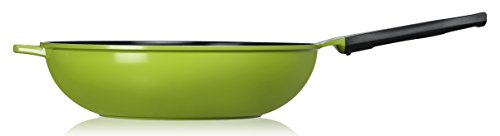 Wok de tierra verde de 14 pulgadas por Ozeri, con revestimiento antiadherente de cerámica suave (100% PTFE y libre de PFOA)