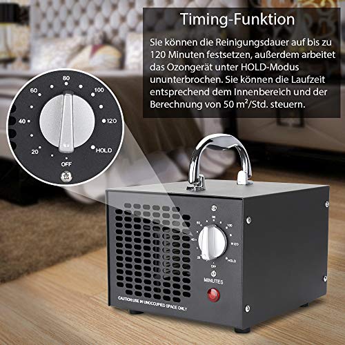 wolketon generador de ozono 5,000mg / h, purificador de Aire de ozono con Temporizador, ozonizador de Dispositivo de ozono 65W para Habitaciones