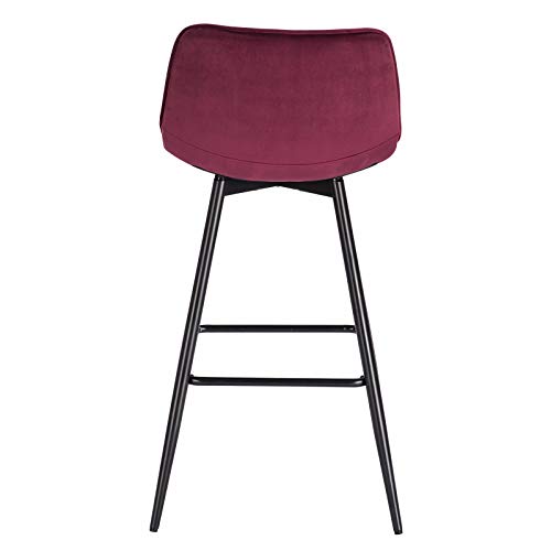 WOLTU 2X Taburete de Bar con Respaldo Paquete de 2 Marco de Metal Muebles Cocina Asiento de Terciopelo Taburete Alto Cocina Sillas Alta Bar Cocina Burdeos BH143bd-2