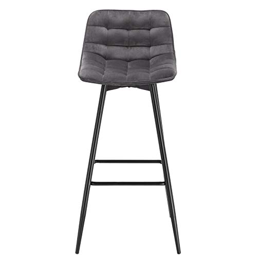 WOLTU 4X Taburete de Bar con Respaldo Paquete de 4 Marco de Metal Muebles Cocina Asiento de Terciopelo Taburete Alto Cocina Sillas Alta Bar Cocina Gris Oscuro BH143dgr-4