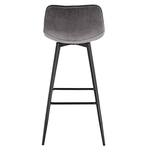 WOLTU 4X Taburete de Bar con Respaldo Paquete de 4 Marco de Metal Muebles Cocina Asiento de Terciopelo Taburete Alto Cocina Sillas Alta Bar Cocina Gris Oscuro BH143dgr-4