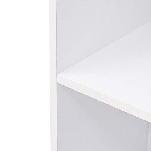 WOLTU Estantería para Libros Estantes de Piso Estantería de Exposición Estantería de Pared con MDF, Blanco, Estante para Oficina Gabinete para Archivos, 4 Compartimentos, 30x24x106cm SK003ws4