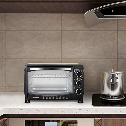 WOLTU Horno Eléctrico de Sobremesa 1400W 20 Litros Horno de Conveccción, 43x32x28 cm Temperatura Hasta 250ºc Horno Tostador Mini Multifunción Blanco+Negro BF09wsz