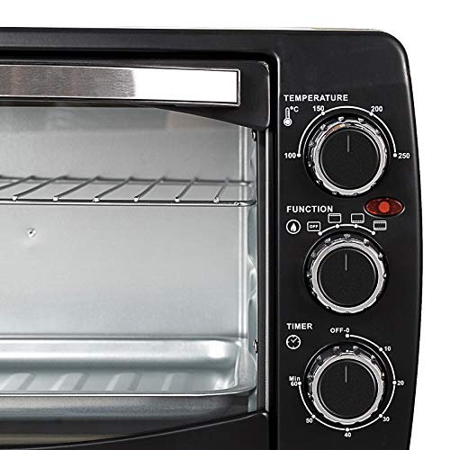 WOLTU Horno Eléctrico de Sobremesa 1400W 20 Litros Horno de Conveccción, 43x32x28 cm Temperatura Hasta 250ºc Horno Tostador Mini Multifunción Blanco+Negro BF09wsz