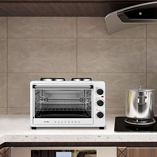 WOLTU Horno Eléctrico de Sobremesa 2000W 48 Litros Horno de Conveccción, 53.5x42x35 cm Temperatura Hasta 250ºc Horno Tostador Mini Multifunción Blanco BF13ws