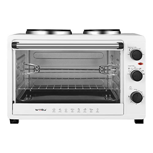 WOLTU Horno Eléctrico de Sobremesa 2000W 48 Litros Horno de Conveccción, 53.5x42x35 cm Temperatura Hasta 250ºc Horno Tostador Mini Multifunción Blanco BF13ws