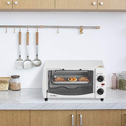 WOLTU Horno Eléctrico de Sobremesa 800W 12 Litros Horno de Conveccción, 37x30x20.5 cm Temperatura Hasta 250ºc Horno Tostador Mini Multifunción Blanco BF08ws