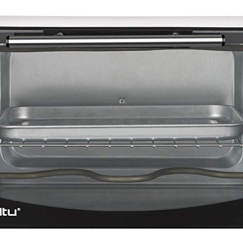 WOLTU Horno Eléctrico de Sobremesa 800W 12 Litros Horno de Conveccción, 37x30x20.5 cm Temperatura Hasta 250ºc Horno Tostador Mini Multifunción Blanco+Negro BF10wsz