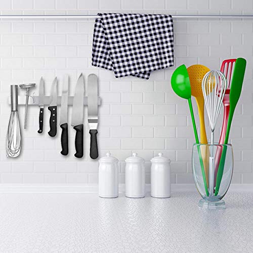 Womdee soporte magnético para cuchillos, barra magnética de acero inoxidable para cuchillos de fácil instalación, soporte para pared, cocina, hogar, 30 cm