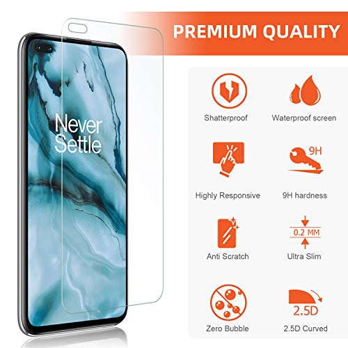 Wonanse para OnePlus NORD 5G Cristal Templado Protector de Pantalla, [9H Dureza] [Alta Definición] [Sin Burbujas] [Fácil Instalación] Vidrio Templado para OnePlus NORD 5G - 3 Piezas