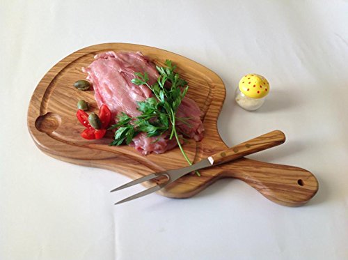 Wood&Design Tabla Parrilla para Servir la Carne de valioso Madera de Olivo – Made in Italy- para Restaurante, griglieria, rosticceria, agriturismo, Trattoria, Casa, ECC y para Idea Regalo,