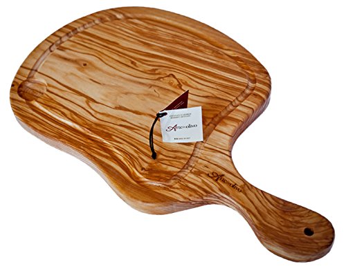 Wood&Design Tabla Parrilla para Servir la Carne de valioso Madera de Olivo – Made in Italy- para Restaurante, griglieria, rosticceria, agriturismo, Trattoria, Casa, ECC y para Idea Regalo,