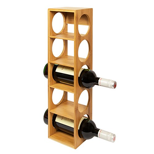 woodluv Botellero de Bambú (apilable, Soporte (montado en la Pared, de pie o Horizontal)