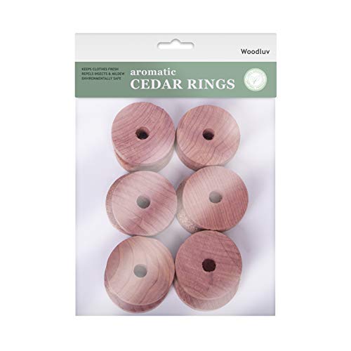 woodluv Eco-Friendly 12 Anillos de Cedro orgánico Natural Repelente de polillas con protección contra olores (sin químicos)