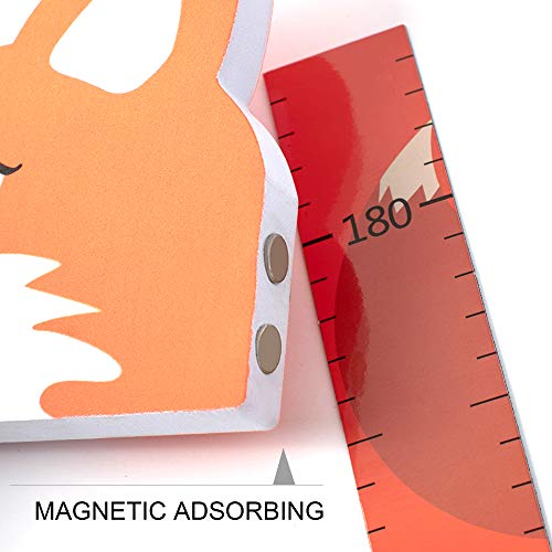 Wopeite Medidor de altura 3D para niños, Gráfico de crecimiento de quita y pon, Pegatinas de pared movibles para escribir sobre ellas, Diseño Zorro, Material EVA, Vinilos para dormitorio infantil