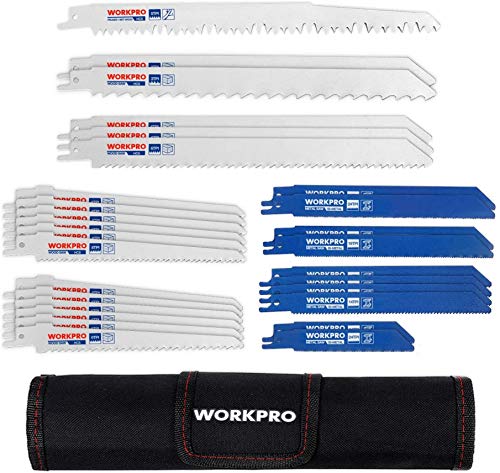 WORKPRO 32 Hojas de Sierra Sable para Madera y Metal con Bolsa Organizador