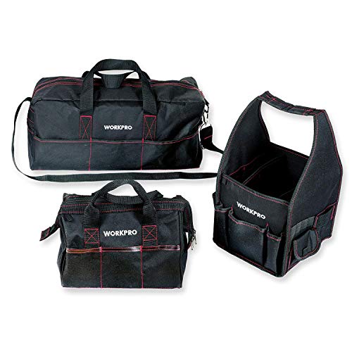 WORKPRO Juego de 3 Bolsas de Herramientas Organizador Portaherramientas Bolso de Mano Boca Abierta