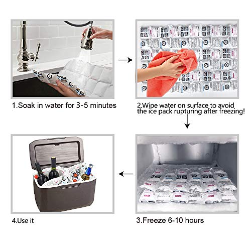 WORLD-BIO Bolsa de Hielo Absorbente Reutilizables avanzadas:Flexibles, no viscosas. Refrigerador Extremo para IR de excursión Camping Outdoor Food e (24 CÉLULAS 5 Hojas)