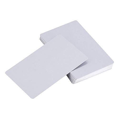 Wosume Tarjetas de Visita, 50 Piezas de 5 Colores de Aleación de Aluminio Impresionantes en Blanco Marca Grabado Metal Suave Visitante Tarjetas de Nombre (Plateado)