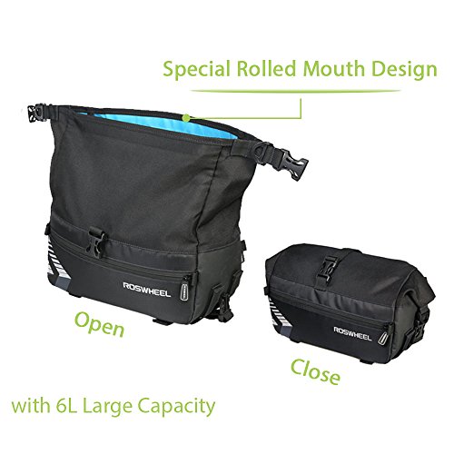 WOTOW Bolso de Asiento Trasero de la Bici, Bici de la Capacidad masiva de 6L Bolsa del Asiento Trasero Bolso de Ciclo de la Bicicleta Bolso Trasero del Tronco del Estante con la Correa