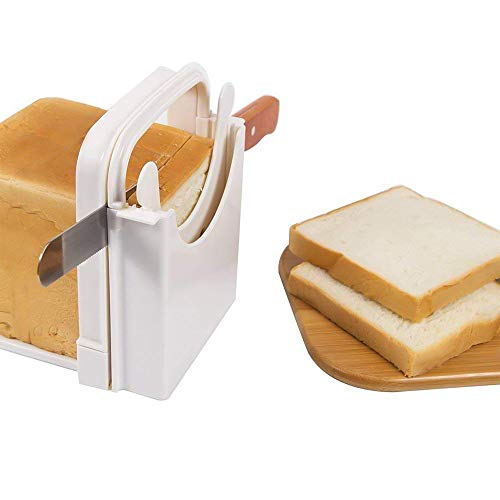 Wovatech Cortadora de pan - Cortador de pan plegable ajustable para cortar pan y pasteles - Tabla para cortar pan con 5 grosores de rebanada