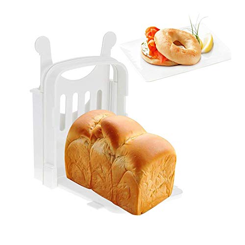 Wovatech Cortadora de pan - Cortador de pan plegable ajustable para cortar pan y pasteles - Tabla para cortar pan con 5 grosores de rebanada