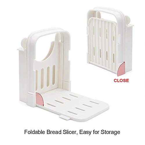Wovatech Cortadora de pan - Cortador de pan plegable ajustable para cortar pan y pasteles - Tabla para cortar pan con 5 grosores de rebanada