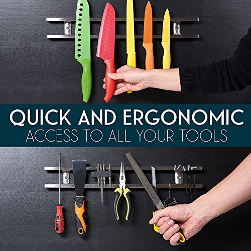 WOVELOT 18 Pulgadas Sostenedor de Cuchillo magnetico Hecho de Acero Inoxidable con iman Fuerte Amplia Tira de Cuchillo Barra de Cuchillo y Organizador de Herramientas magnetico