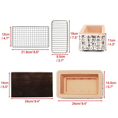 WPCBAA 4 En 1 Cerámica Japonesa Hibachi BBQ Grill Parrilla Yakitori Barbacoa Carbón Mini Grill Bergmeal Figuline Estufa de Cocina