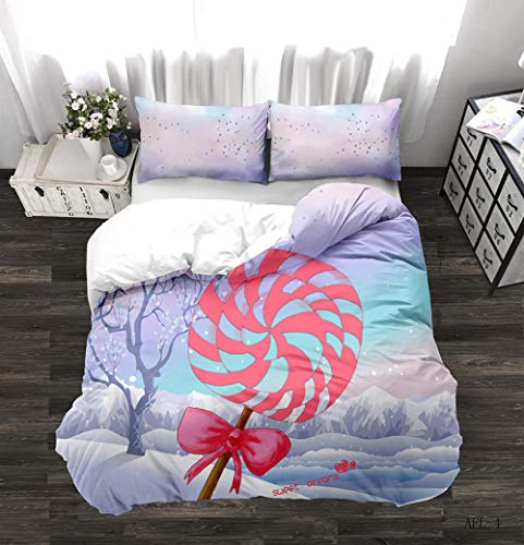 WPHRL Funda nórdica Set Juego de Cama de Piruleta roja Impresos en 3D con 2 Fundas de Almohada con Cierre de Cremallera Viernes Negro de Navidad 220x240cm