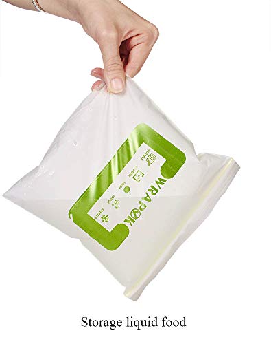 WRAPOK 100% Compostable Sandwich Congelador Bolsas Pequeño Biodegradable Ziplock Bolsa para la escuela o el trabajo, 50 unidades