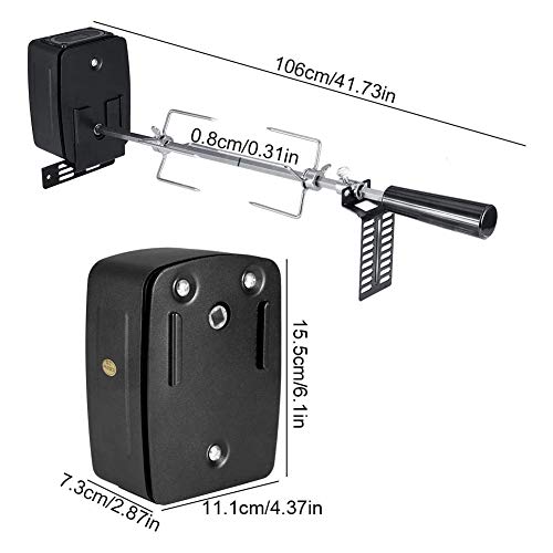 WRJ Reemplazo De La Parrilla del Asador Kit Universal De Acero Inoxidable para Trabajo Pesado De La Parrilla Hexagonal Varilla Spit Motor Eléctrico Rotisery para El Hogar/Partido/Barbacoa,Negro