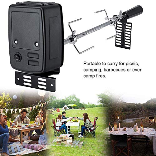 WRJ Reemplazo De La Parrilla del Asador Kit Universal De Acero Inoxidable para Trabajo Pesado De La Parrilla Hexagonal Varilla Spit Motor Eléctrico Rotisery para El Hogar/Partido/Barbacoa,Negro