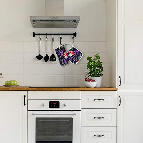 Wrution - Manoplas para horno de cocina con diseño de patchwork, resistentes al calor, para barbacoa, cocinar y hornear, personalizadas