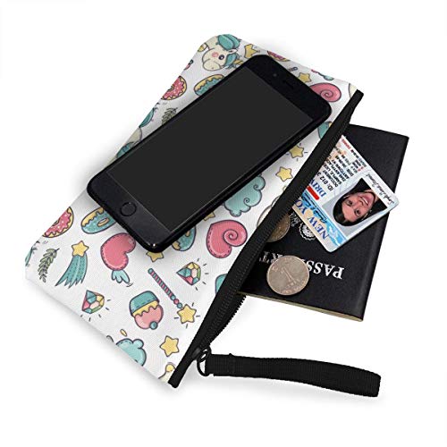 Wrution - Monedero de Lona con diseño de Unicornio con Tarta con Cremallera, tamaño pequeño, Portable, Gran Capacidad, Personalizable