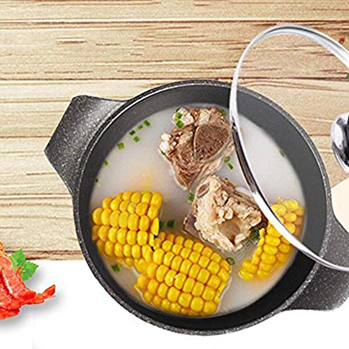 WSJ Ollas Sartenes Olla Sopera Cacerola Maifan Stone Cocina Antiadherente 24cm Binaural Cooker Sartén Utensilio de Metal Antiadherente Cacerola con Tapa Sartén Segura Sartén