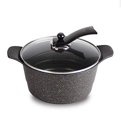 WSJ Ollas Sartenes Olla Sopera Cacerola Maifan Stone Cocina Antiadherente 24cm Binaural Cooker Sartén Utensilio de Metal Antiadherente Cacerola con Tapa Sartén Segura Sartén