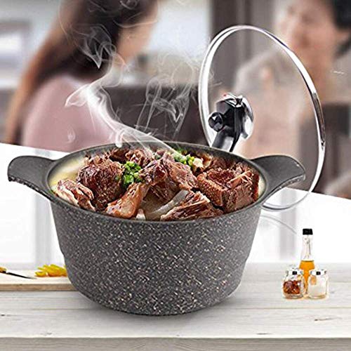 WSJ Ollas Sartenes Olla Sopera Cacerola Maifan Stone Cocina Antiadherente 24cm Binaural Cooker Sartén Utensilio de Metal Antiadherente Cacerola con Tapa Sartén Segura Sartén