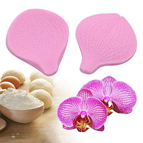 WT-YOGUET - Molde de silicona para fondant, diseño de orquídeas de mariposa, 2 unidades
