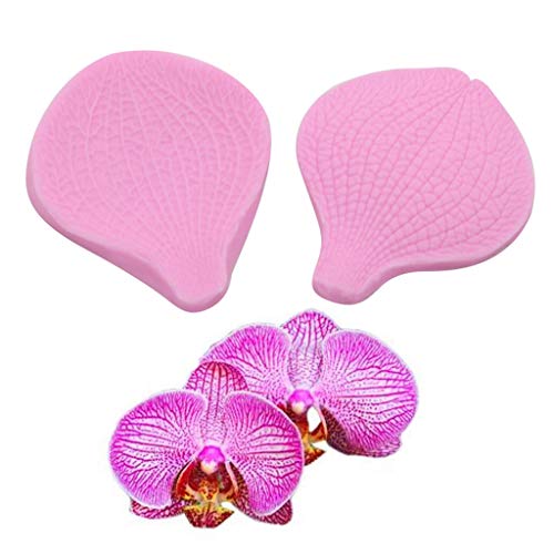 WT-YOGUET - Molde de silicona para fondant, diseño de orquídeas de mariposa, 2 unidades