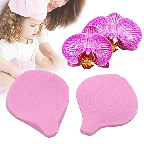 WT-YOGUET - Molde de silicona para fondant, diseño de orquídeas de mariposa, 2 unidades