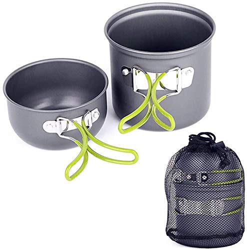 Wuudi Juego de Utensilios de Cocina para picnics al Aire Libre, 1-2 Personas para Acampar Senderismo Mochilero Estufa de Olla Combinación de vajilla portátil para Campo