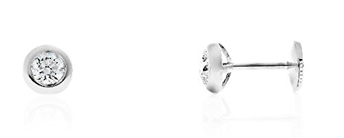 www.diamants-perles.com Aurore - Pendientes de diamantes (peso del diamante: 0,1 quilates, color: blanco, pureza: SI, montados en sistema Alpa de oro blanco de 18 quilates)