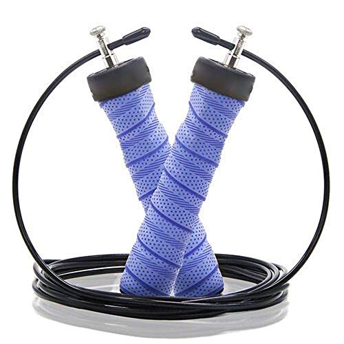 WYJBD Carga de la Velocidad comba de Banda de Sudor Asas Ajustables con rodamientos de Bolas de Doble Entrenamiento Unders Saltar de Entrenamiento de la Aptitud (Color: Negro, Tamaño: Libre)