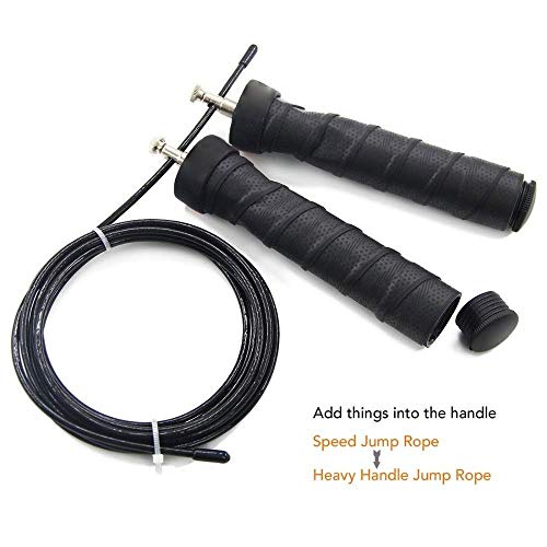 WYJBD Carga de la Velocidad comba de Banda de Sudor Asas Ajustables con rodamientos de Bolas de Doble Entrenamiento Unders Saltar de Entrenamiento de la Aptitud (Color: Negro, Tamaño: Libre)