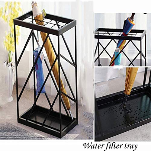 WYJBD Paraguas del sostenedor del Estante, paragüero Entrada, Metal Mesa Rusa Paraguas sostenedor del Estante con la Estera Antideslizante for Comercial Inicio Escuela de Hostelería (Color : Black)