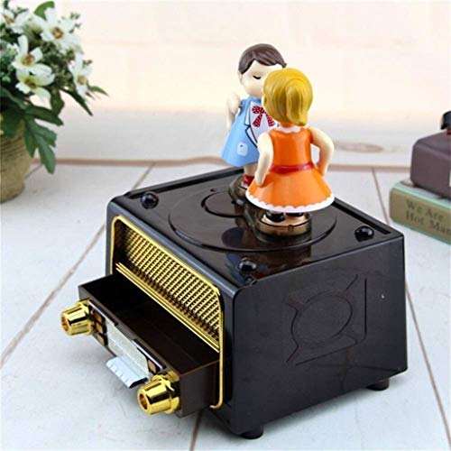 WYJBD Retro Nostálgico Pareja Forma Kissing Caja de música de Bricolaje Radio Grabado Antiguo Caja de música del Color