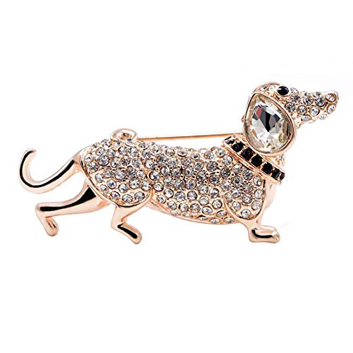 WYLYSD Broche Broches de Perro de Salchicha de Diamantes de imitación para Mujeres pequeño y Lindo diseño de Broche de Perrito Camiseta de Verano Estilo Regalo de joyería